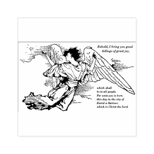 VLIEGENDE ENGEL MET North Star Wood Art Stamp Rubberstempel (Afrduk)