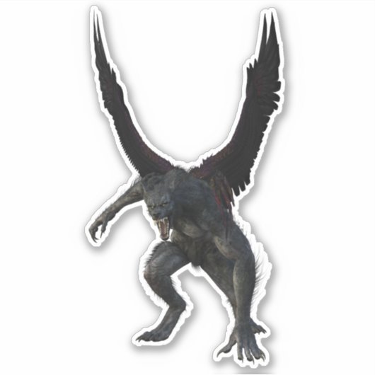 Vliegende fantasie weerwolf sticker (Voorkant)