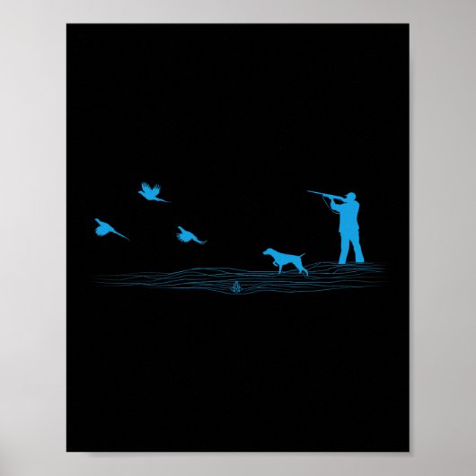 Vliegende fazant Graphic Upland Bird Hunter Hond H Poster (Voorkant)