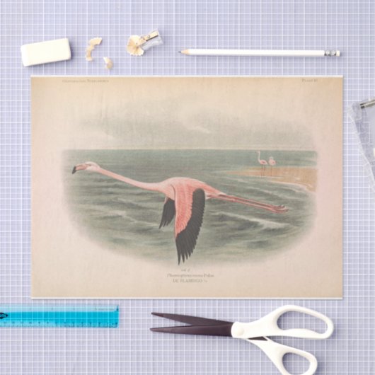 Vliegende Flamingo Bird Ephemera Decoupage Tissuepapier (Craft)