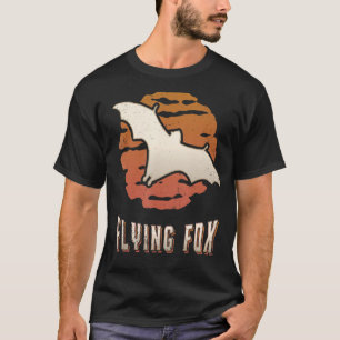 Vliegende Fox Retro Classic Dierlijke Zonsonderga T-shirt