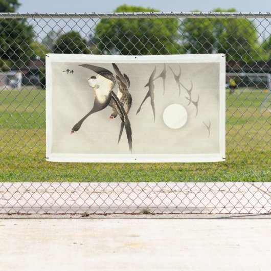 VLIEGENDE GANZEN EN VOLLEDIGE MAAN JAPANSE PRINT B SPANDOEK (Insitu)