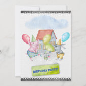 Vliegende gekleurde feestdieren kaart (Achterkant)