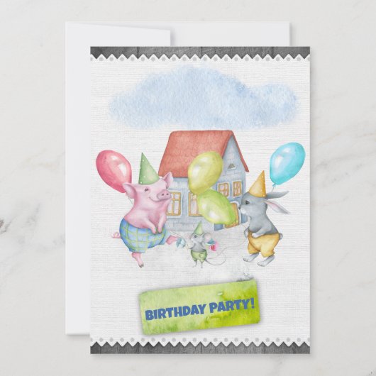 Vliegende gekleurde feestdieren kaart (Achterkant)