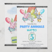 Vliegende gekleurde feestdieren kaart (Voorkant / Achterkant)