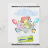 Vliegende gekleurde feestdieren kaart (Achterkant)