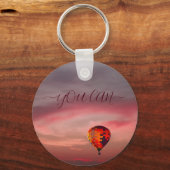 Vliegende gekleurde heteluchtballon-sleutelhanger sleutelhanger (Voorkant)