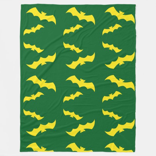 Vliegende Gele Halloween Vleermuizen Fleece Deken (Voorkant)