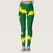 Vliegende Gele Halloween Vleermuizen Leggings (Voorkant)