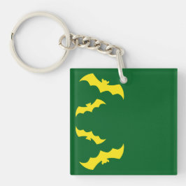 Vliegende Gele Halloween Vleermuizen Sleutelhanger
