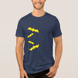 Vliegende Gele Halloween Vleermuizen Tri-Blend Shirt