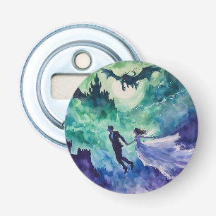 Vliegende Geliefden - Waterverfschilderij Button Flesopener
