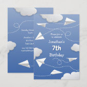 Vliegende gevouwen papieren vliegtuigen Kinderen V Aankondiging (Voorkant / Achterkant)