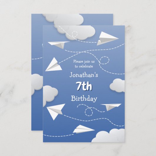 Vliegende gevouwen papieren vliegtuigen Kinderen V Aankondiging (Voorkant / Achterkant)