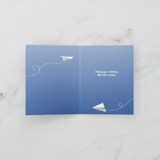 vliegende gevouwen papieren vliegtuigen verjaardag kaart (Binnen)