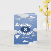 vliegende gevouwen papieren vliegtuigen verjaardag kaart (Gele Bloem)