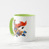 Vliegende giraffe met rood kapje. mok (Voorkant links)