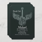 Vliegende gitaaruitnodiging kaart (Voorkant / Achterkant)