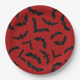 Vliegende glitter Bats Halloween Papieren Bordje