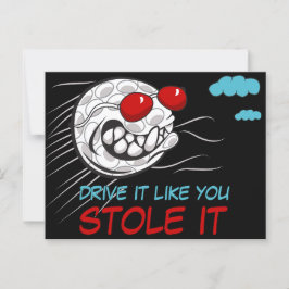 Vliegende golfbal met zonnebril met grappig citaat briefkaart