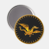 vliegende gouden draak op zwart magneet (Voorkant / Achterkant)