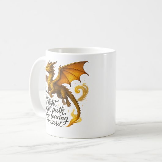 Vliegende Gouden Draak Steeds Voorwaarts Koffiemok (Voorkant links)