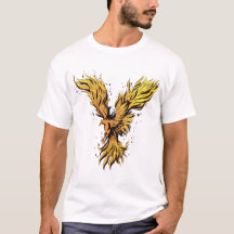 Vliegende Gouden Phoenix Vogel Grafische T-Shirt -