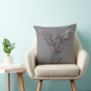 Vliegende Grijze Phoenix Vogel Grafisch Kussen