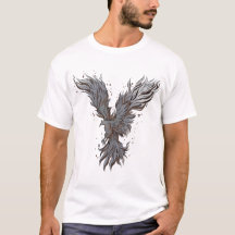 Vliegende Grijze Phoenix Vogel Grafische T-Shirt -