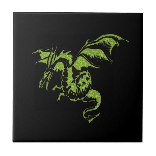 Vliegende Groene Draak Tegeltje (Voorkant)
