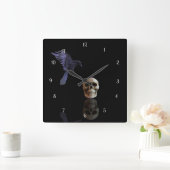 Vliegende grond of rog land op schedelgothic vierkante klok (Huis)