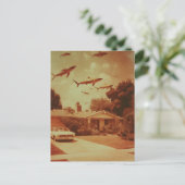  vliegende haaien in de buurt briefkaart (Staand voorkant)