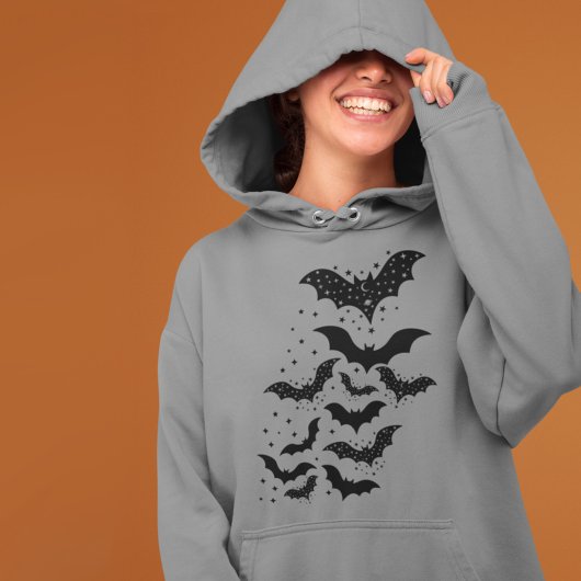 Vliegende Halloween Galaxy Vleermuizen en Sterren Hoodie