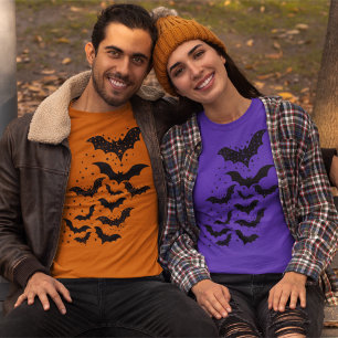 Vliegende Halloween Galaxy Vleermuizen en Sterren T-shirt
