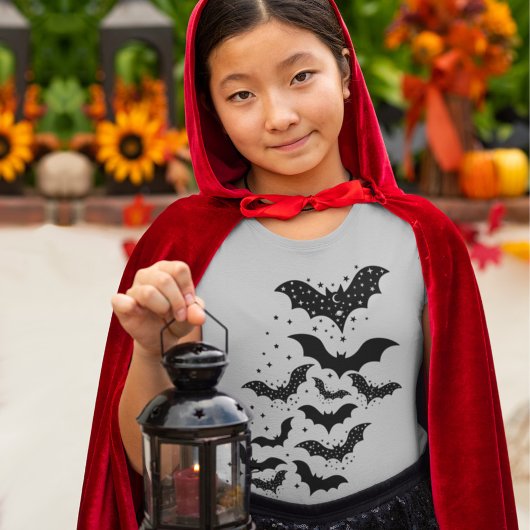 Vliegende Halloween Galaxy Vleermuizen en Sterren T-shirt