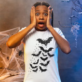 Vliegende Halloween Galaxy Vleermuizen en Sterren Tri-Blend Shirt