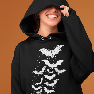 Vliegende Halloween Galaxy Witte vleermuizen en st Hoodie