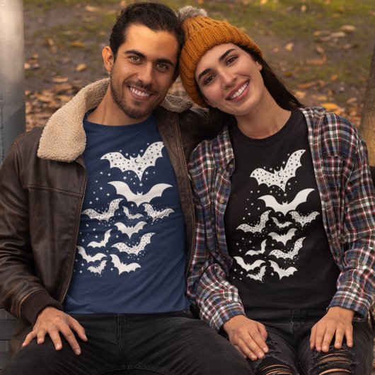 Vliegende Halloween Galaxy Witte vleermuizen en st T-shirt