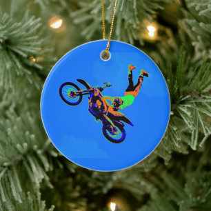 Vliegende Handstand - Freestyle Motorcross Stunt Keramisch Ornament