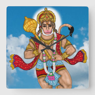 Vliegende Hanuman-wandklok Vierkante Klok