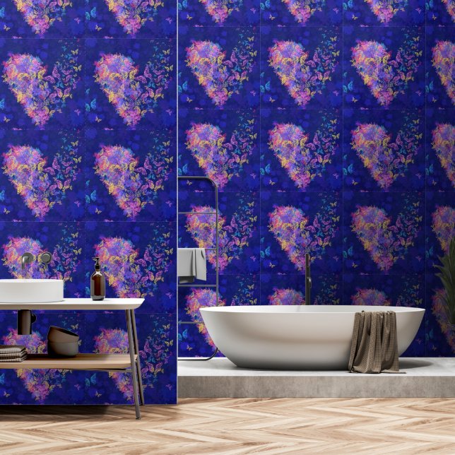 Vliegende hartvlinders behang (Badkamer)