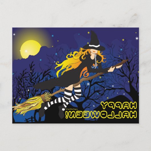 Vliegende heks_1 briefkaart (Voorkant)