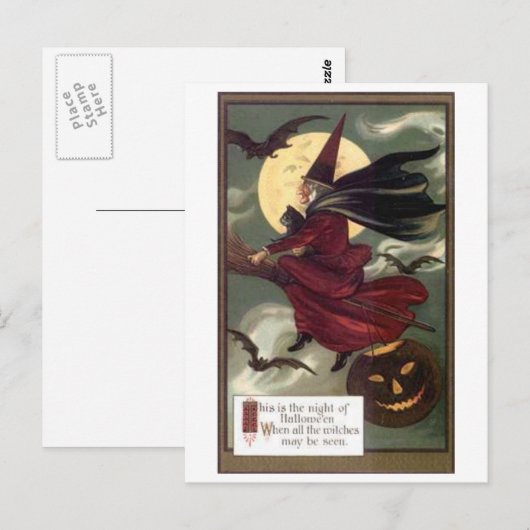 vliegende heks briefkaart (Voorkant / Achterkant)