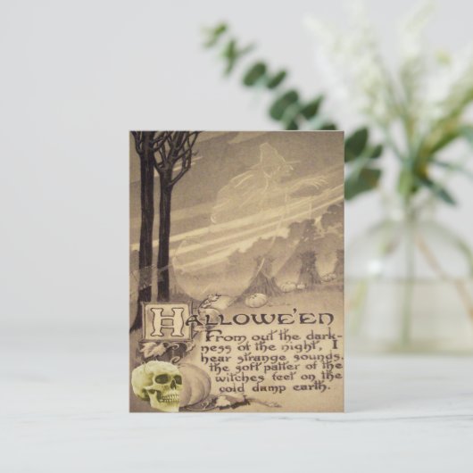 vliegende heks briefkaart (Staand voorkant)