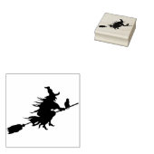 Vliegende heks en kat art stempel (Gestempeld)