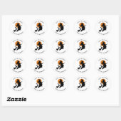Vliegende heks en kat zwart en wit Halloween Ronde Sticker (Vel)