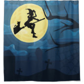 Vliegende heks en kattendouchergordijn douchegordijn (Voorkant)