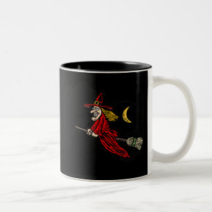 Vliegende heks en maan tweekleurige koffiemok