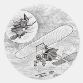 vliegende heks en vliegtuig Halloween Ronde Sticker (Voorkant)