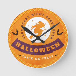 Vliegende heks erg eng Halloween Ronde Klok